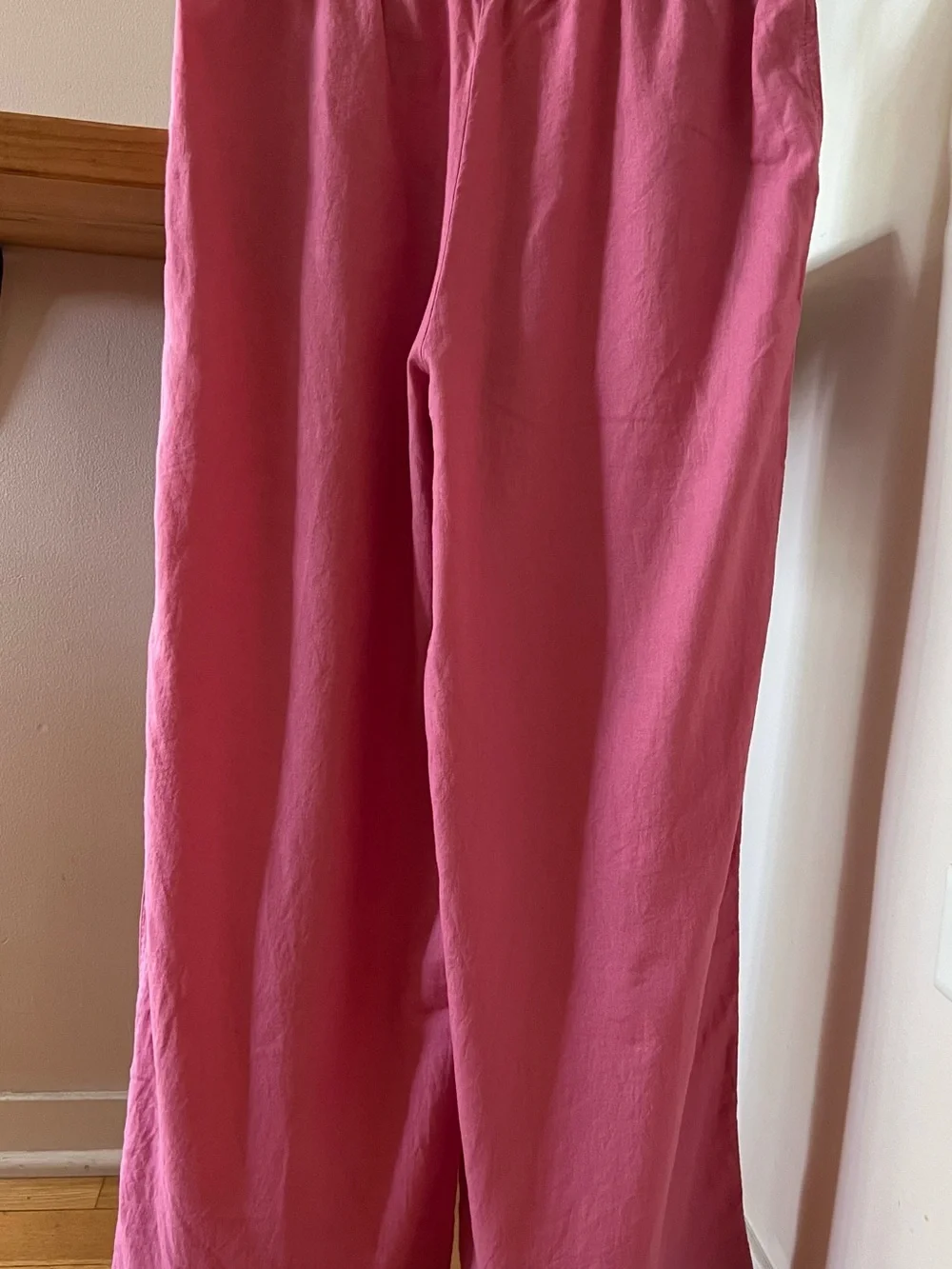 Zara Linen Blend Drawstring Pants in Rose Pink